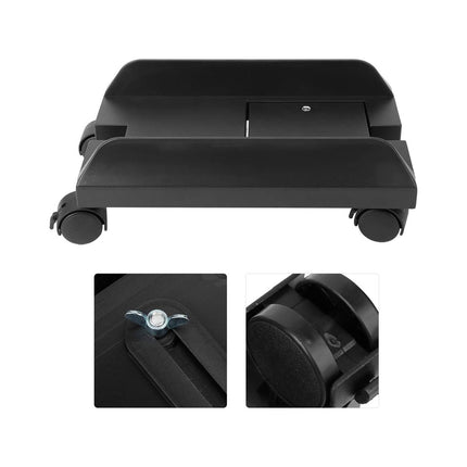 Movable Computer Host Stand Rolling PC Case Tray Adjustable with Lockable Wheels