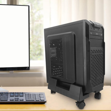 Movable Computer Host Stand Rolling PC Case Tray Adjustable with Lockable Wheels