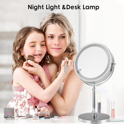 Minimalist Desktop Standing LED Vanity Mirror with Light for Makeup Skincare