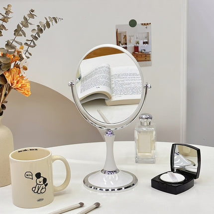 Rotating Dressing Mirror Desktop Double Sided Makeup Vanity Mirror with Base