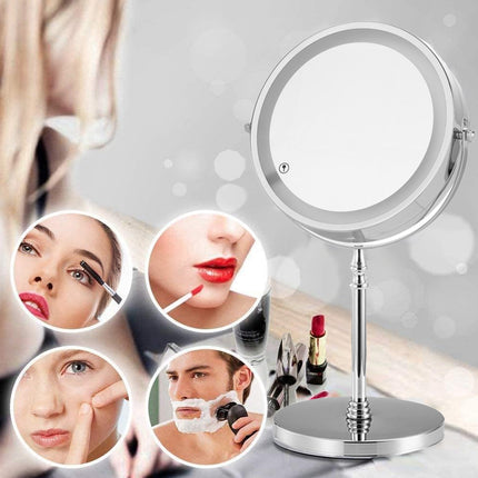 Minimalist Desktop Standing LED Vanity Mirror with Light for Makeup Skincare