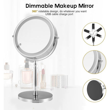 Minimalist Desktop Standing LED Vanity Mirror with Light for Makeup Skincare