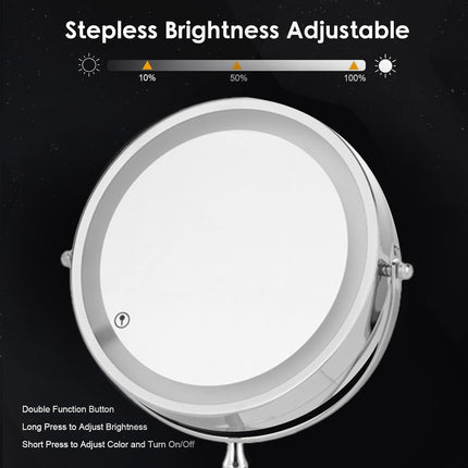 Minimalist Desktop Standing LED Vanity Mirror with Light for Makeup Skincare