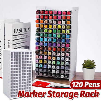 Multi Functional Large Capacity 120 Grid Marker Storage Box for Pens Organizing