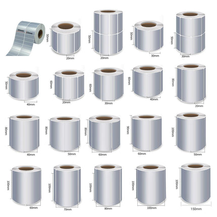 Silver Sticker Labels Thermal Transfer Waterproof Self Adhesive Gift Decoration 4 Rows