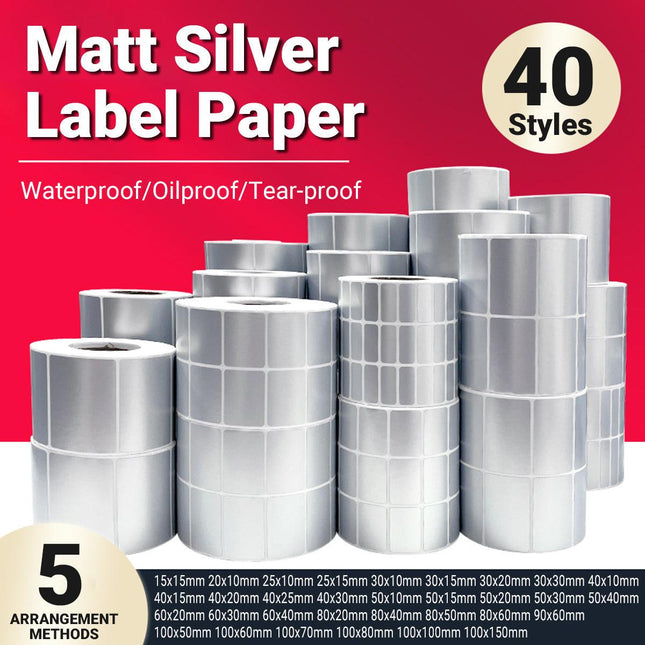 Silver Sticker Labels Thermal Transfer Waterproof Self Adhesive Gift Decoration 1 Row