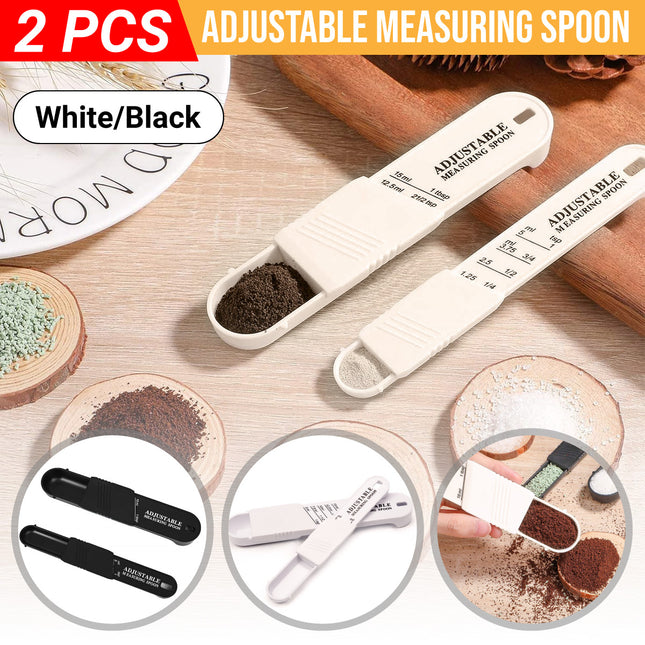2PCS Adjustable ml Gram Plastic Measuring Spoon Scale Kitchen For Metering Spoon