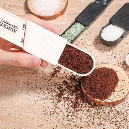 2PCS Adjustable ml Gram Plastic Measuring Spoon Scale Kitchen For Metering Spoon