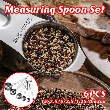 6PCS Measuring Cups Spoons 304 Stainless Steel Baking Tools With Scale Set