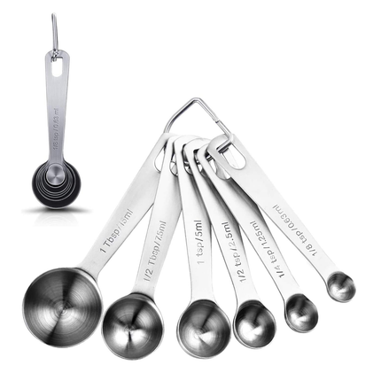 6PCS Measuring Cups Spoons 304 Stainless Steel Baking Tools With Scale Set