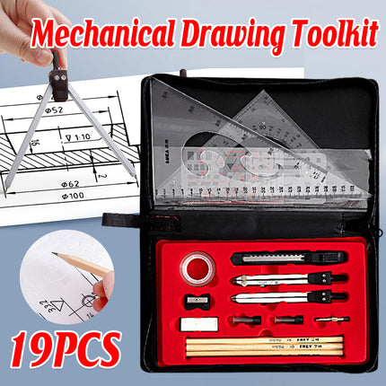 19PCS Mechanical Engineering Drafting Tool Kit Durable Plastic For Engineers