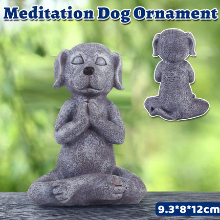Meditation Dog Ornament Resin Peaceful Pose for Home Office Zen Spiritual Decor