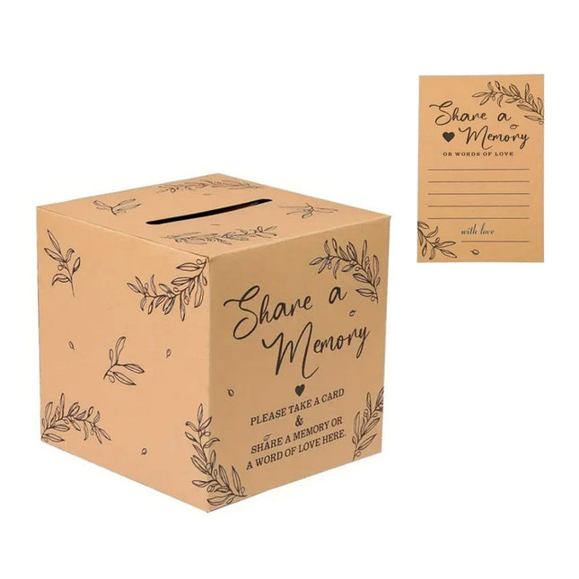 Kraft Paper Share a Memory Box with 100 Cards for Weddings and Party Guest Book