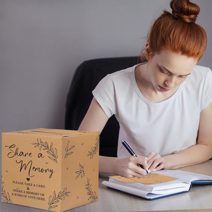 Kraft Paper Share a Memory Box with 100 Cards for Weddings and Party Guest Book