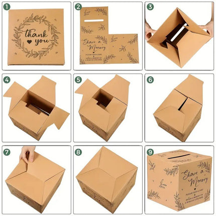 Kraft Paper Share a Memory Box with 100 Cards for Weddings and Party Guest Book