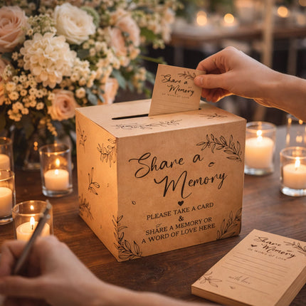 Kraft Paper Share a Memory Box with 100 Cards for Weddings and Party Guest Book