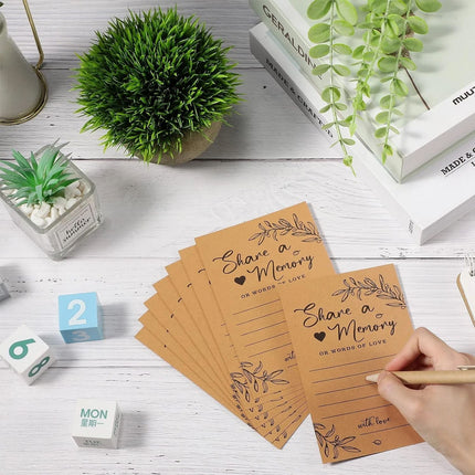 Kraft Paper Share a Memory Box with 100 Cards for Weddings and Party Guest Book