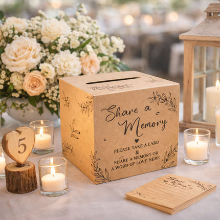 Kraft Paper Share a Memory Box with 100 Cards for Weddings and Party Guest Book