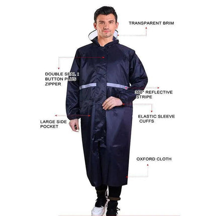 Men's Overalls Waterproof Raincoat Lightweight Work Hooded Long Coats RAIN COAT - Aimall