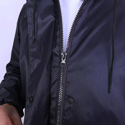 Men's Overalls Waterproof Raincoat Lightweight Work Hooded Long Coats RAIN COAT - Aimall