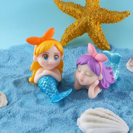 8pcs Mini Mermaid Figurine Set PVC Aquarium Ornament Fairy Garden Decor