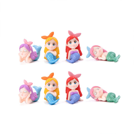 8pcs Mini Mermaid Figurine Set PVC Aquarium Ornament Fairy Garden Decor