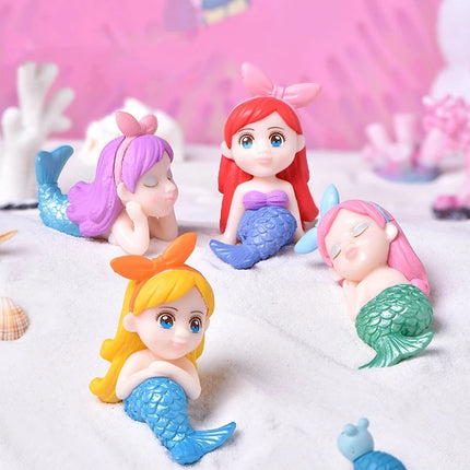 8pcs Mini Mermaid Figurine Set PVC Aquarium Ornament Fairy Garden Decor