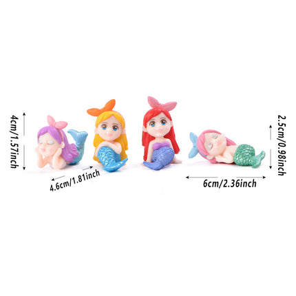 8pcs Mini Mermaid Figurine Set PVC Aquarium Ornament Fairy Garden Decor