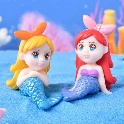 8pcs Mini Mermaid Figurine Set PVC Aquarium Ornament Fairy Garden Decor