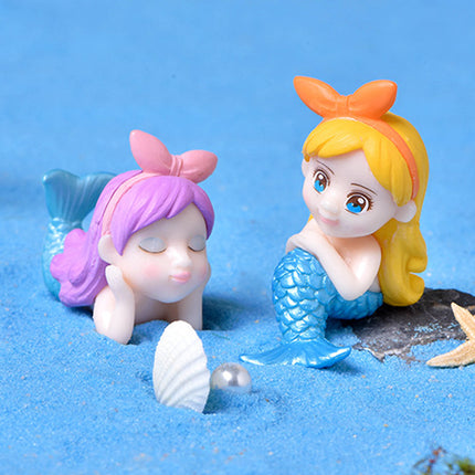 8pcs Mini Mermaid Figurine Set PVC Aquarium Ornament Fairy Garden Decor