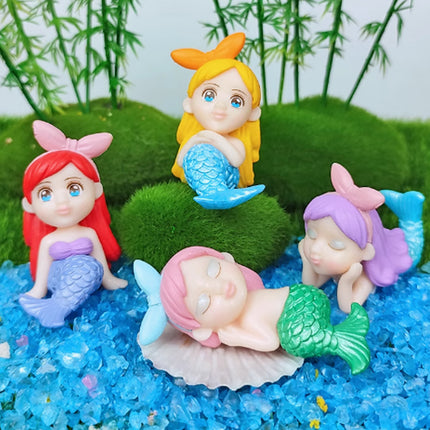 8pcs Mini Mermaid Figurine Set PVC Aquarium Ornament Fairy Garden Decor