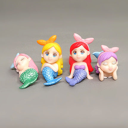 8pcs Mini Mermaid Figurine Set PVC Aquarium Ornament Fairy Garden Decor