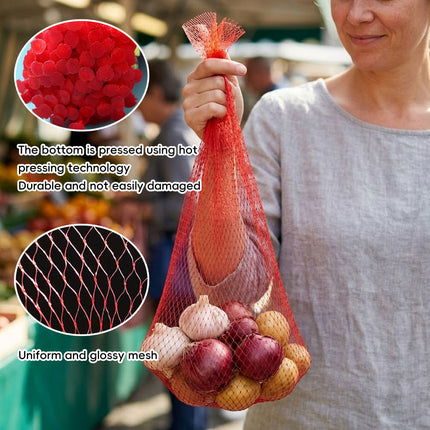 Red Mesh Produce Bags 100 Pack 60cm Breathable Storage Nets