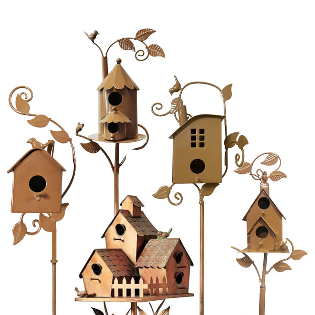 Birdhouse Garden Stakes Outdoor Yard Ornaments for Lawn and Garden Decoration