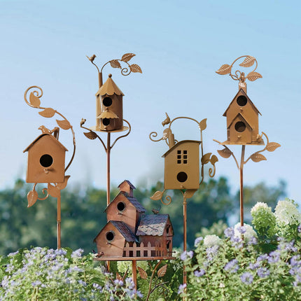 Birdhouse Garden Stakes Outdoor Yard Ornaments for Lawn and Garden Decoration