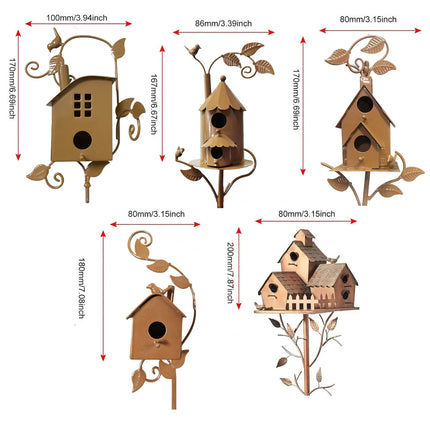 Birdhouse Garden Stakes Outdoor Yard Ornaments for Lawn and Garden Decoration