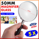 Magnifying Glass 5X Handheld Metal Frame 50mm Loupe