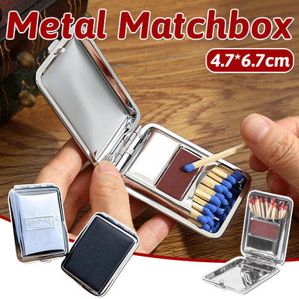 Portable Metal Matchbox Case Compact Storage Box Outdoor Camping Hiking