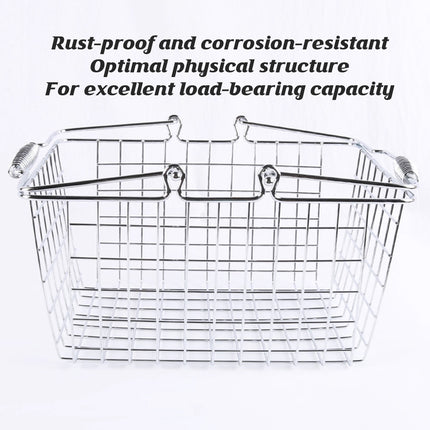 2PCS Metal Shopping Basket with Foldable Handle Portable Grocery Basket Durable