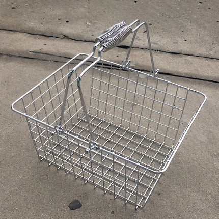 2PCS Metal Shopping Basket with Foldable Handle Portable Grocery Basket Durable