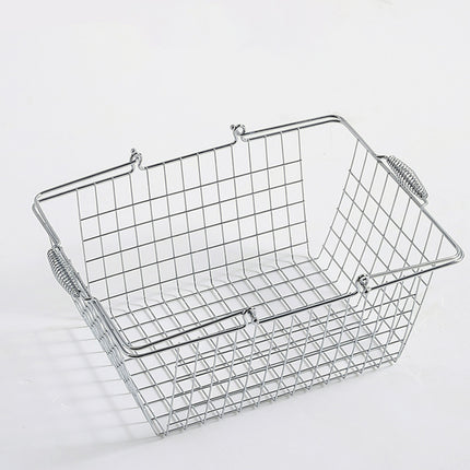 2PCS Metal Shopping Basket with Foldable Handle Portable Grocery Basket Durable