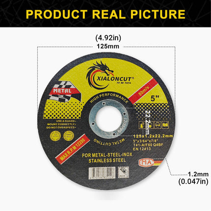 50PCS 5 Inch Metal Slicing Discs for Angle Grinder Tool 125mm x 1.2mm Durable