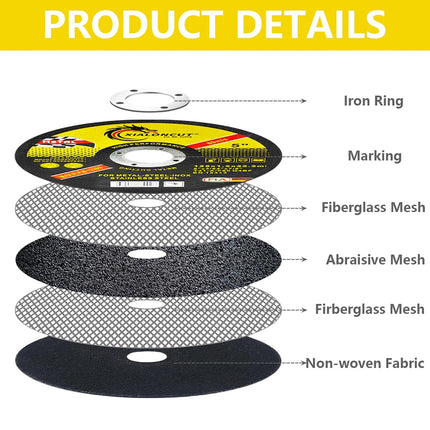 50PCS 5 Inch Metal Slicing Discs for Angle Grinder Tool 125mm x 1.2mm Durable