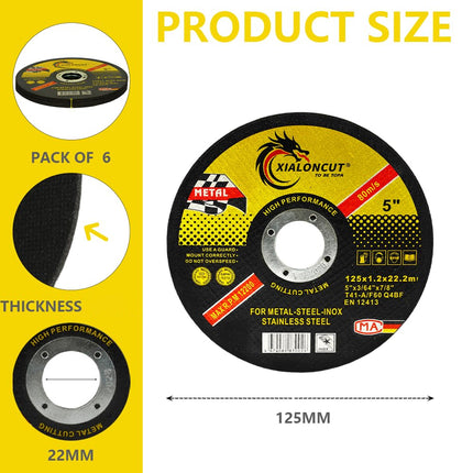 50PCS 5 Inch Metal Slicing Discs for Angle Grinder Tool 125mm x 1.2mm Durable