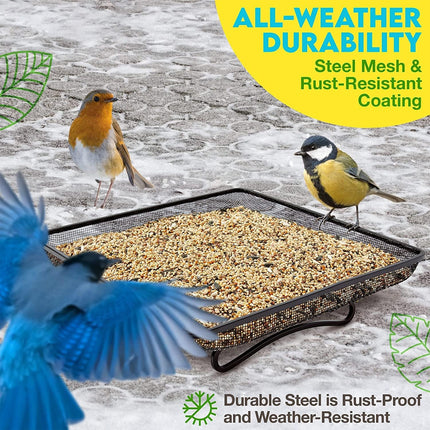 Bird Feeder Metal Square Ground Mesh Tray Feeder Garden Yard Wild Bird Feeding