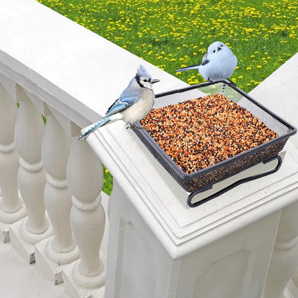 Bird Feeder Metal Square Ground Mesh Tray Feeder Garden Yard Wild Bird Feeding