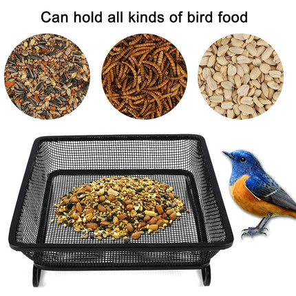 Bird Feeder Metal Square Ground Mesh Tray Feeder Garden Yard Wild Bird Feeding