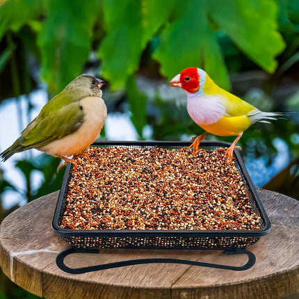 Bird Feeder Metal Square Ground Mesh Tray Feeder Garden Yard Wild Bird Feeding