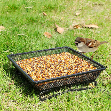 Bird Feeder Metal Square Ground Mesh Tray Feeder Garden Yard Wild Bird Feeding