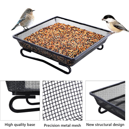 Bird Feeder Metal Square Ground Mesh Tray Feeder Garden Yard Wild Bird Feeding